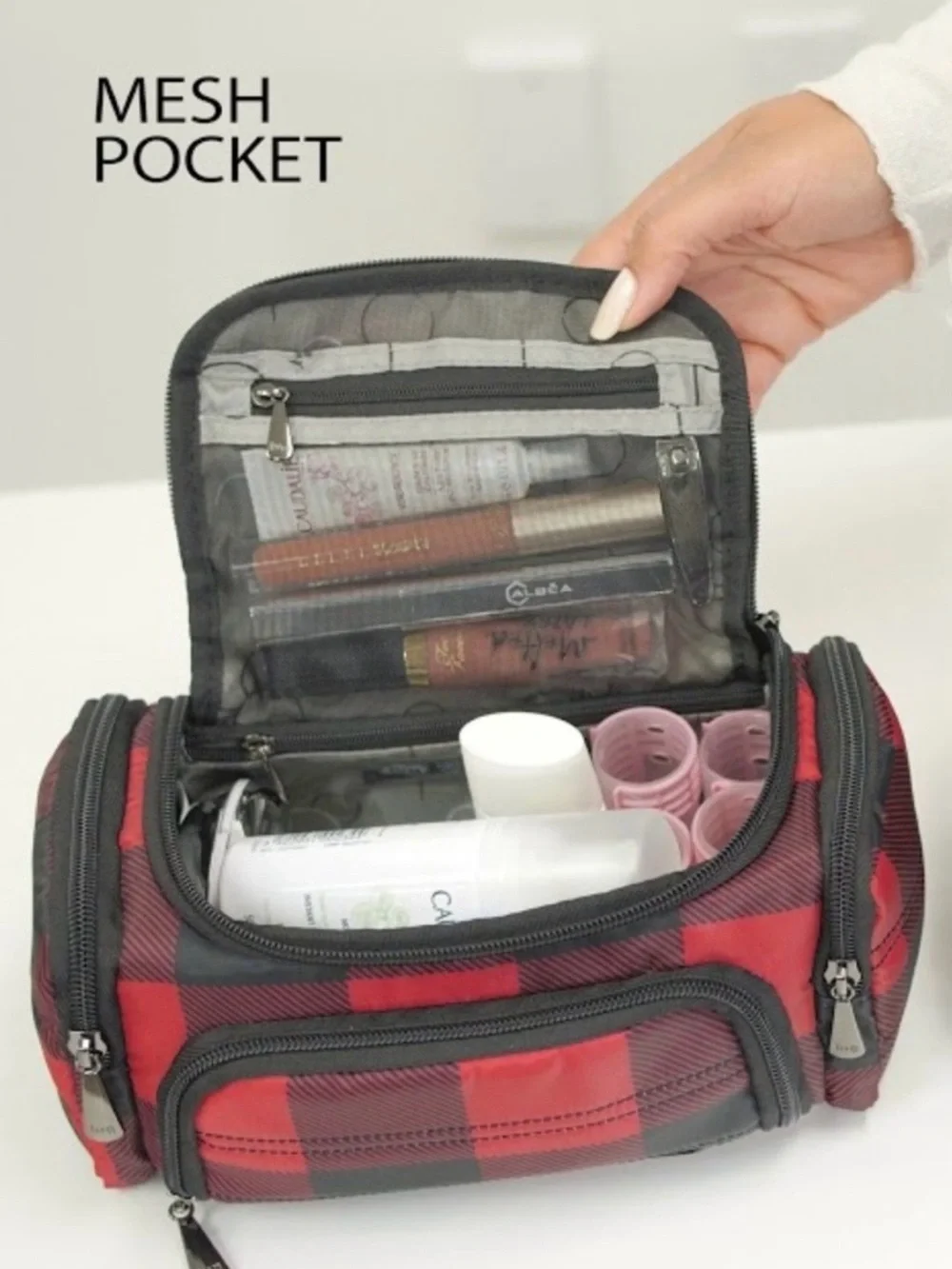lug Mini Trolley Travel Cosmetic/Toiletry bag - Buffalo Check Plaid - Picture 3 of 9